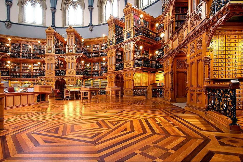 As 20 bibliotecas mais bonitas do mundo (3 são portuguesas e 1 é brasileira) Biblioteca do Parlamento Canadiano, Canadá