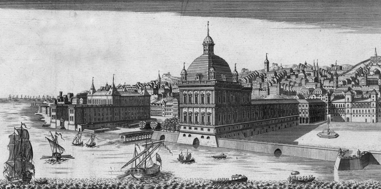 O grandioso palácio lisboeta que foi destruído por causa... da amante do rei Palácio dos Duques de Aveiro no lado esquerdo da imagem