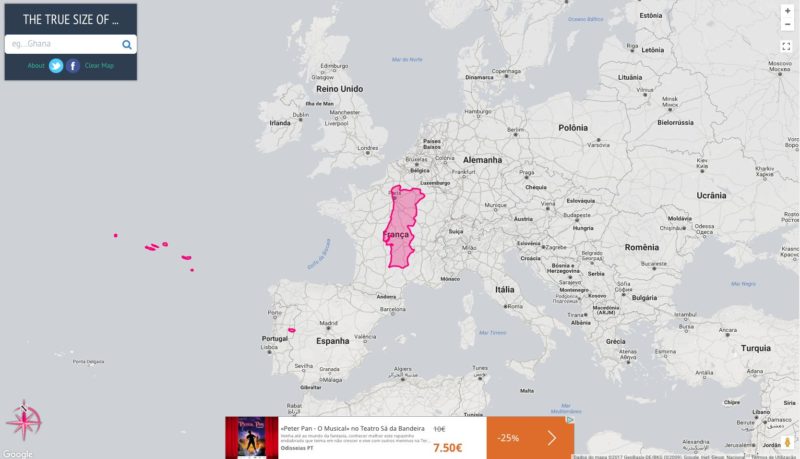 O verdadeiro tamanho de Portugal em 22 mapas