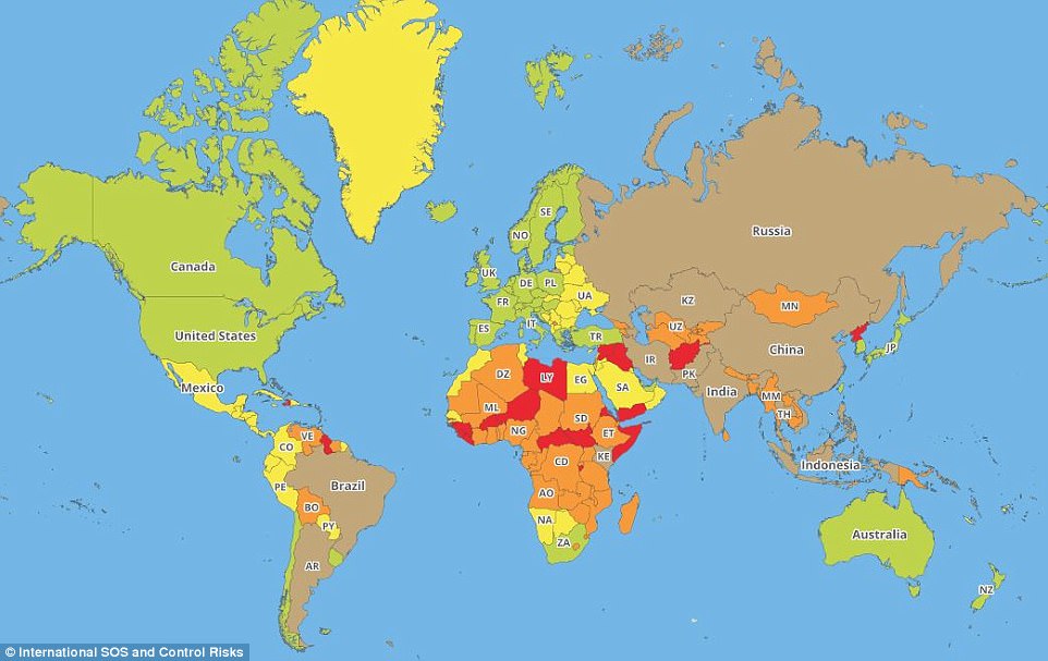 Os 20 países mais perigosos do mundo para ir de férias