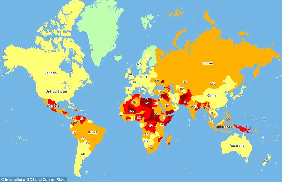 Os 20 países mais perigosos para ir de férias
