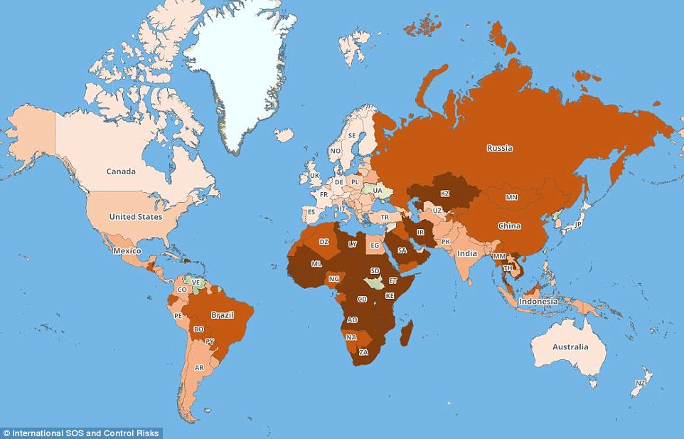 Os 20 países mais perigosos do mundo para ir de férias