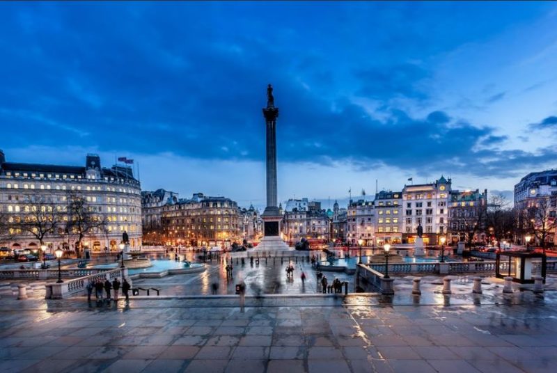Trafalgar Square em Londres, Inglaterra