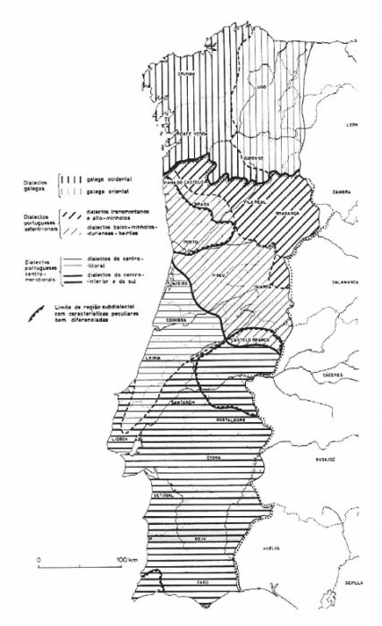 O português, o galego e o japonês Mapa incluído na Nova Gramática do Português Contemporâneo.
