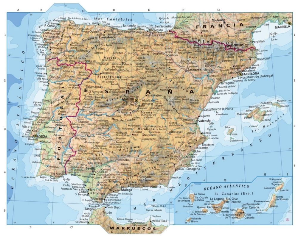 Mapa de espanha e portugal