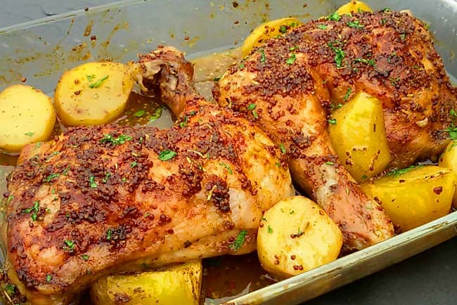 Frango assado com mel e mostarda Frango assado com mel e mostarda