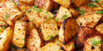 As melhores batatas assadas com colorau. São irresistíveis!