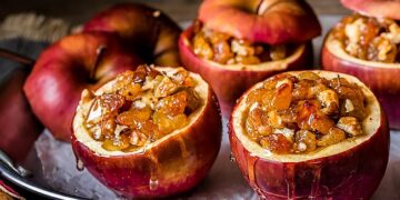 maçãs assadas com frutos secos