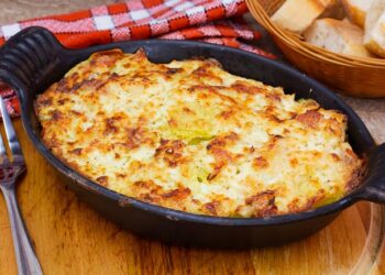 bacalhau gratinado com camarão