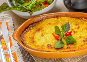 Bacalhau gratinado com puré de batata