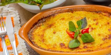 Bacalhau gratinado com puré de batata