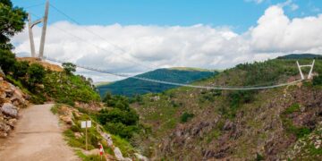ponte suspensa nos Passadiços do Paiva