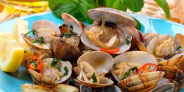 Desfrute de uma verdadeira delícia com Conquilhas à Algarvia! Um prato tradicional que traz os sabores e o aroma do mar do Algarve.