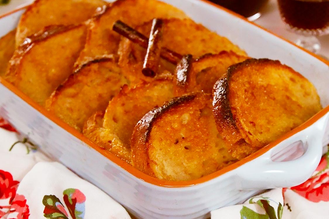 Sopa seca doce às fatias