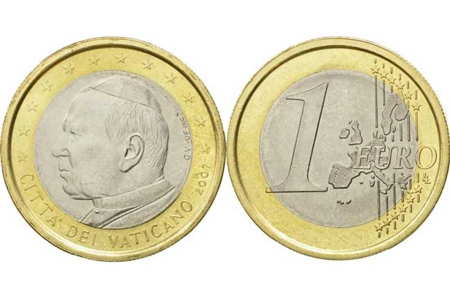 As 20 moedas mais valiosas e raras de 1€ e 2€ 2ª Moeda do Vaticano de 2002