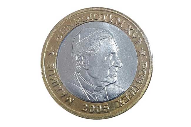As 20 moedas mais valiosas e raras de 1€ e 2€ 3ª Moeda do Vaticano de 2005