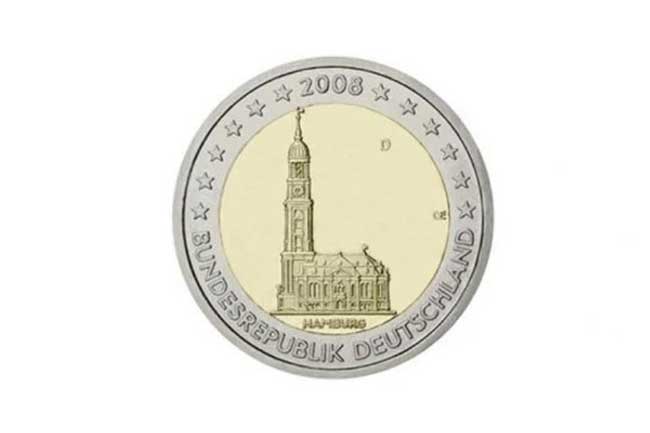 As 20 moedas mais valiosas e raras de 1€ e 2€ Moeda Alemanha de 2008