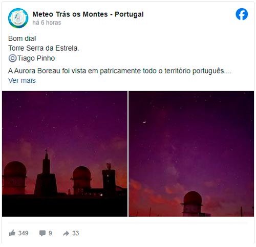 Imagens fantásticas de auroras boreais nos céus de Portugal A magia celestial das auroras boreais nos céus de Portugal através de imagens incríveis.