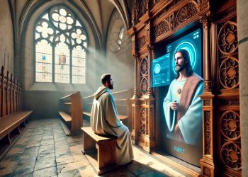 Jesus de Inteligência Artificial num confessionário na Suíça