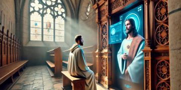 Jesus de Inteligência Artificial num confessionário na Suíça
