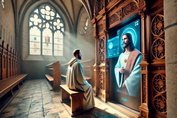 Jesus de Inteligência Artificial num confessionário na Suíça
