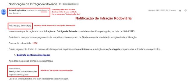 Fraudes por e-mail com falsas multas de trânsito: como reconhecer e evitar cair no engano Sinais flagrantes