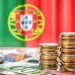 Bandeira de Portugal associada a indicadores económicos positivos