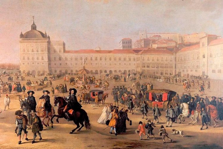 Conjurados portugueses no Paço da Ribeira durante a restauração da independência em 1640