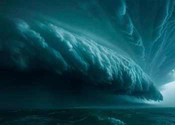 tempestade com chuva intensa e vento forte numa estrada urbana com árvores agitadas