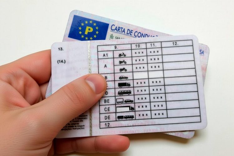 Carta de condução portuguesa com alerta de renovação