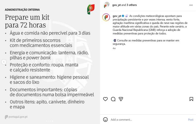 Kit de emergência em casa