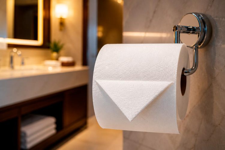 Porque é que os hotéis dobram o papel higiénico em forma de triângulo? O detalhe discreto que quase ninguém entende