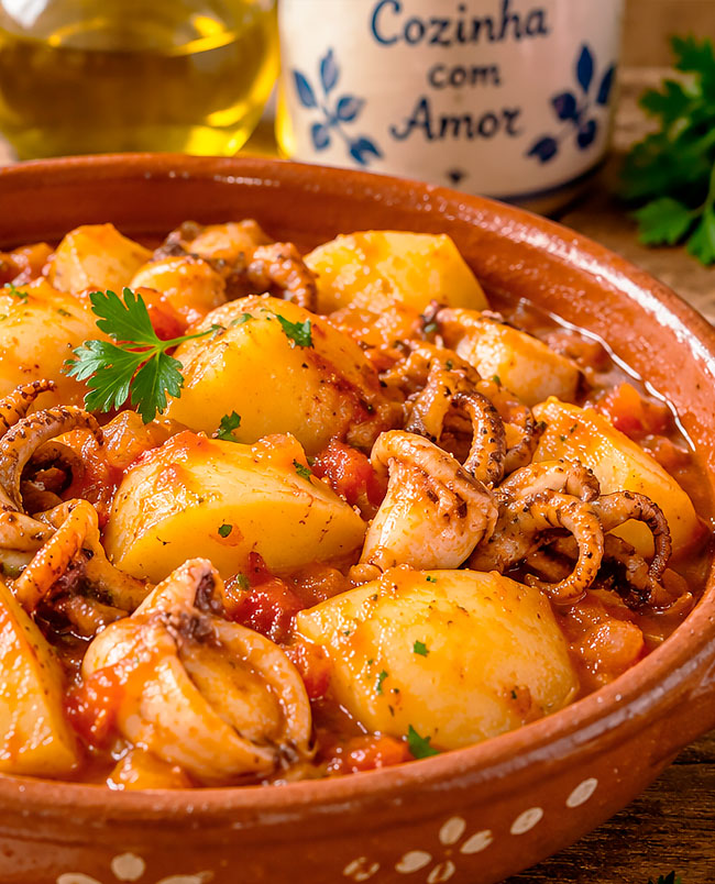 Chocos guisados com batatas