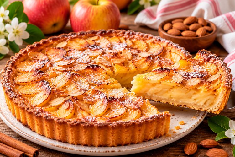 Tarte de Maçã e Amêndoa: receita fácil, cremosa e crocante Tarte de Maçã e Amêndoa: receita fácil, cremosa e crocante