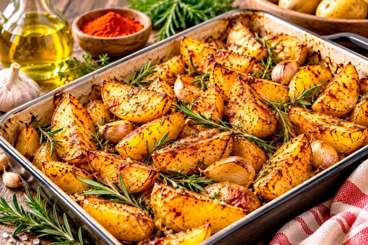 Batatas assadas no forno com colorau