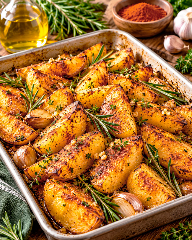Batatas assadas no forno com colorau