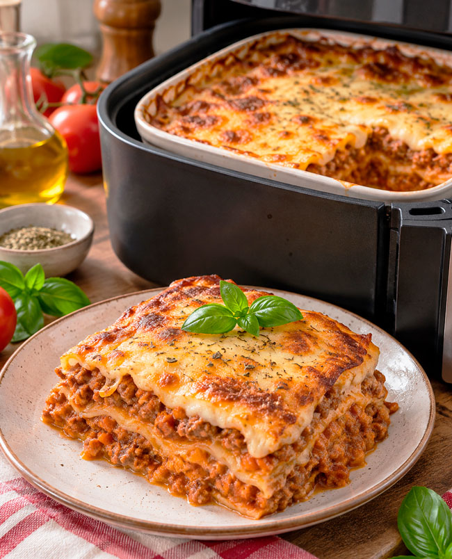 Lasanha na Air Fryer: receita fácil, cremosa e gratinada Lasanha na Air Fryer