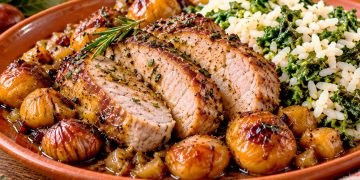 Lombo de Porco com castanhas e arroz de grelos: uma receita portuguesa cheia de sabor