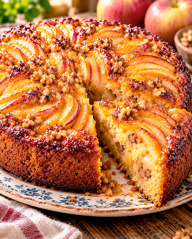 Bolo de mel e maçã