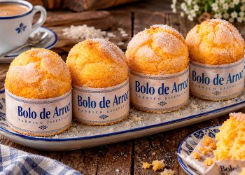 Bolos de arroz tradicionais: fofos, dourados e com açúcar por cima