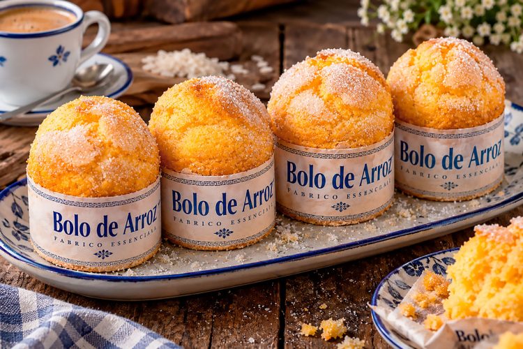 Bolos de arroz tradicionais: fofos, dourados e com açúcar por cima Bolos de arroz tradicionais: fofos, dourados e com açúcar por cima