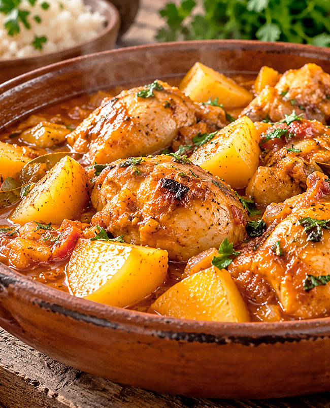 Frango estufado com batatas: receita tradicional Frango estufado com batatas