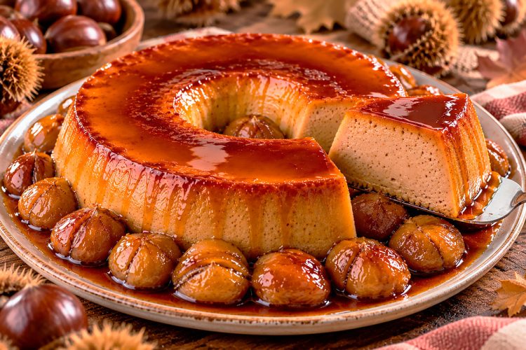 Pudim de castanhas com leite condensado Pudim de castanhas com leite condensado