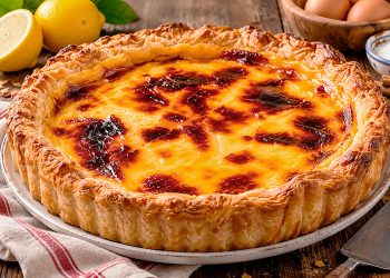 Tarte de pastel de nata: cremosa por dentro e dourada por cima