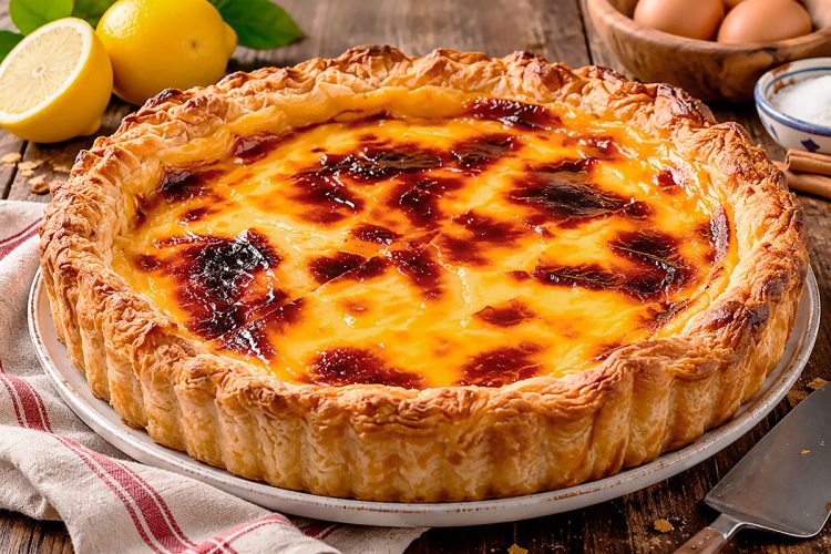Tarte de pastel de nata: cremosa por dentro e dourada por cima