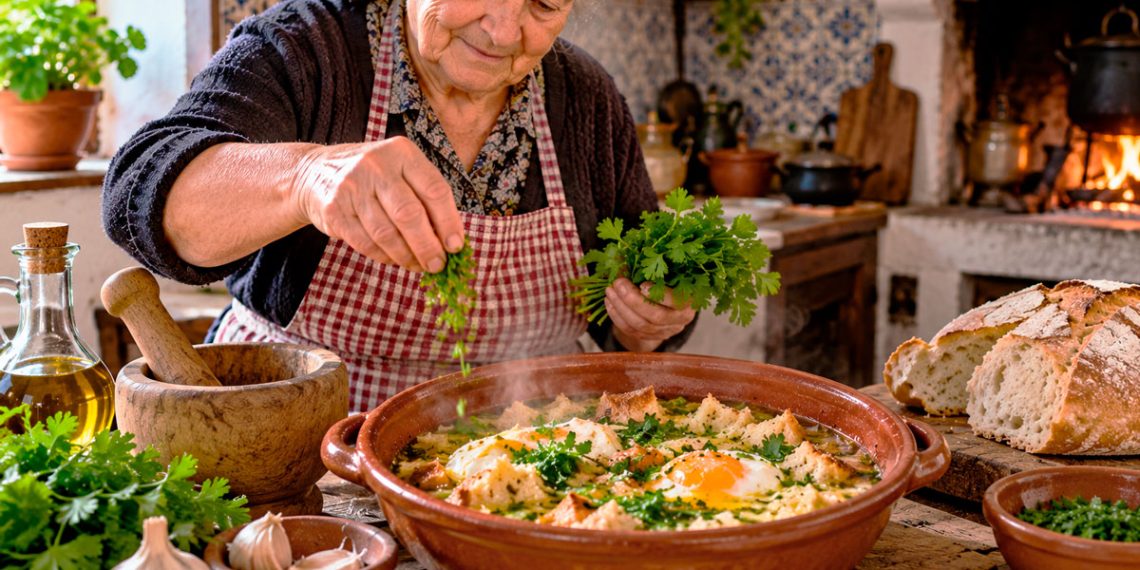 Açorda alentejana com ovo escalfado: como 4 ingredientes simples criam um prato inesquecível