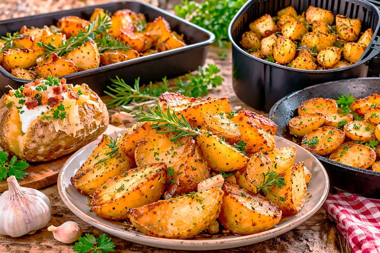 Como assar batatas: no forno, na air fryer, no micro-ondas e na frigideira Como assar batatas: no forno, na air fryer, no micro-ondas e na frigideira
