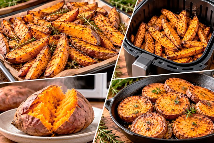 Como assar batata-doce: no forno, na air fryer, no micro-ondas e na frigideira Como assar batata-doce: no forno, na air fryer, no micro-ondas e na frigideira