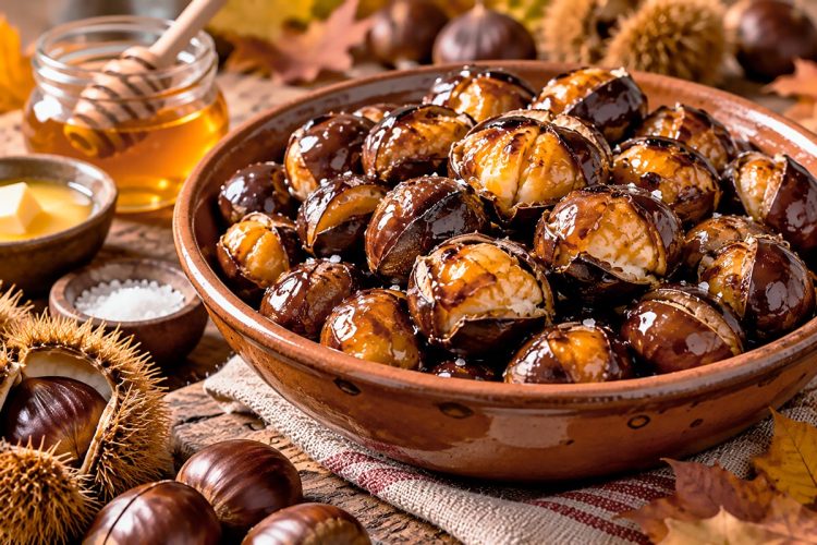 Castanhas assadas com mel e manteiga: um petisco do outro mundo