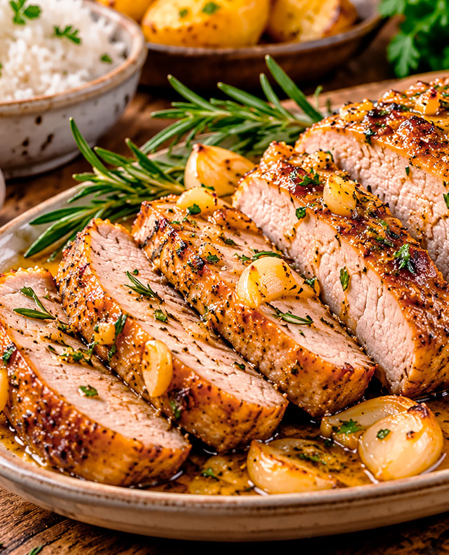 Lombinho de Porco com alho no forno: receita suculenta e deliciosa Lombinho de Porco com alho no forno